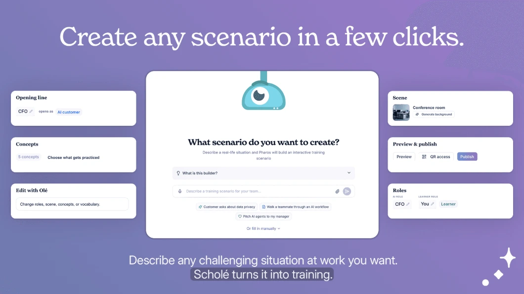 Designing a scenario in Scholé’s admin mode